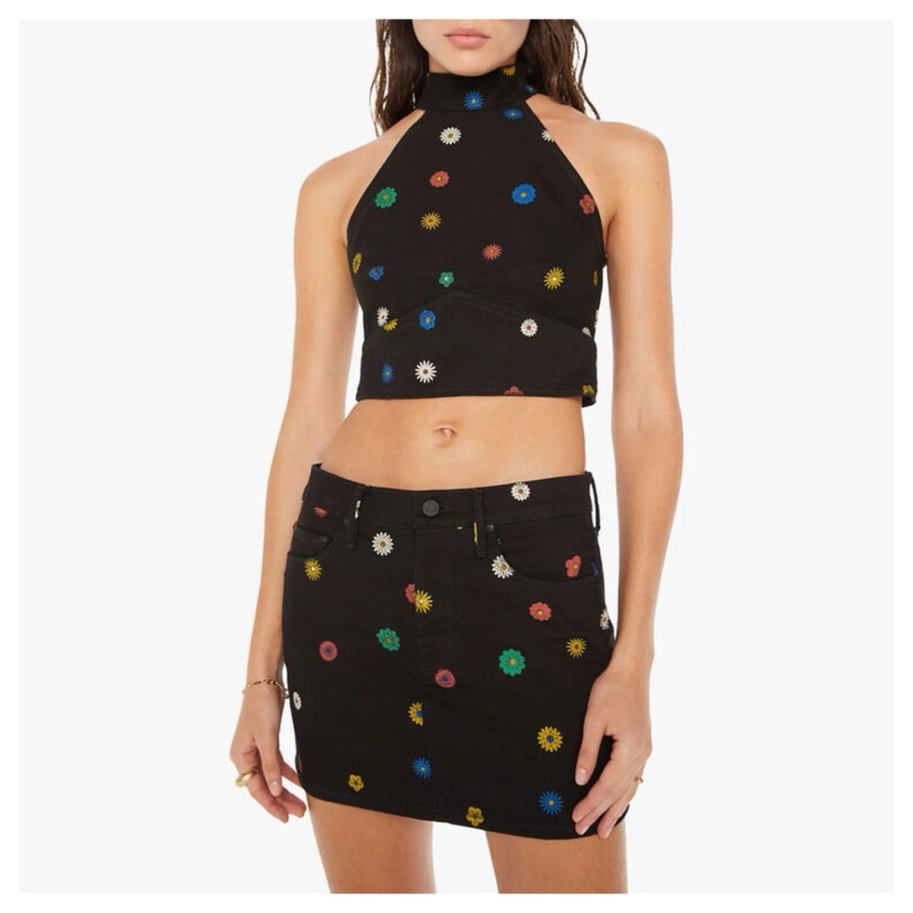 MOTHER The Never Falter Denim Halter Top in Fresh As A Daisy, XS, NWT - Picture 4 of 11